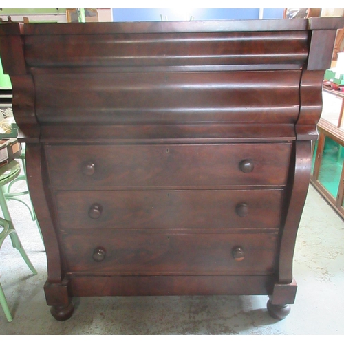 641 - Victorian Scottish mahogany chest, with frieze drawer above four long drawers, one with  compartment... 