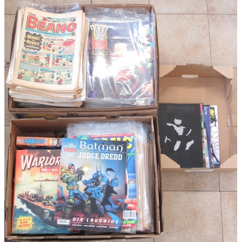 131 - Large collection of comics to inc. 2000AD, Beano, Warlord, Battle Force, The Savage Dragon, Shadowha... 