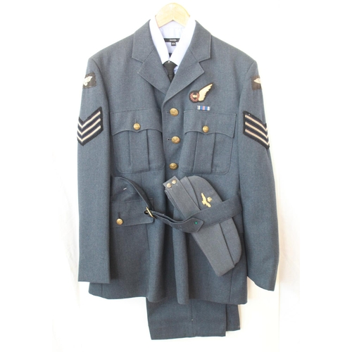 1384 - Royal Air Force Wireless Operator Air Gunner's Uniform. Side cap, Jacket, Trousers, Shirt and tie. R... 