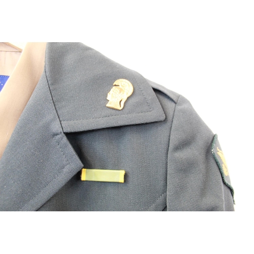 1366 - Ladies U.S. army uniform. Complete with insignia, medal ribbon, and brass buttons. Shirt, tie, Jacke... 