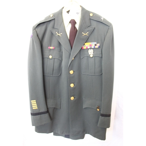 1367 - U.S. Army Brigadiers Generals Uniform. Complete with Cap, Jacket, Trousers, shirt and tie. With insi... 