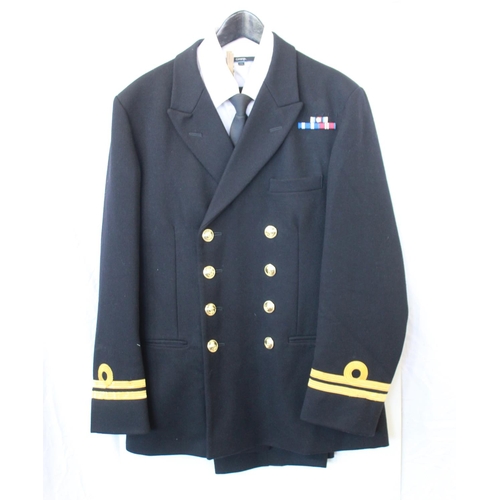 1374 - Royal Naval Officers Uniform. Rank of Lieutenant with Medal ribbons and brass buttons. Jacket chest ... 