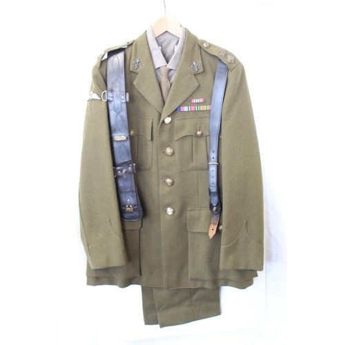 1375 - Lieutenant Colonel WWII period service dress uniform, Jacket, trousers, Sam Brown, shirt and tie. Wi... 