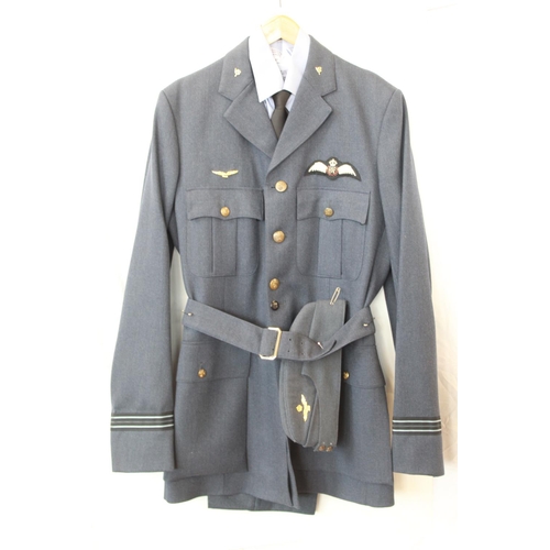 1378 - R.A.F. Flight Lieutenant's Service Dress Uniform, Side cap, Jacket, Trousers, shirt and tie. With in... 