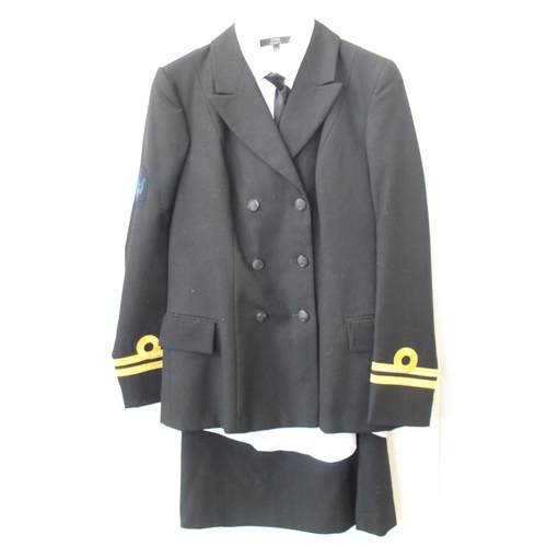 1380 - Woman's Royal Navy Lieutenant's Uniform. Radio Operators Branch, Hat, Jacket, Skirt, shirt and tie. ... 