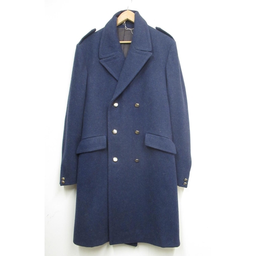 1331 - Modern Demolux branded greatcoat with added Royal Airforce buttons and an officer's cap. W50cm