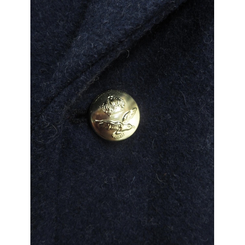 1331 - Modern Demolux branded greatcoat with added Royal Airforce buttons and an officer's cap. W50cm