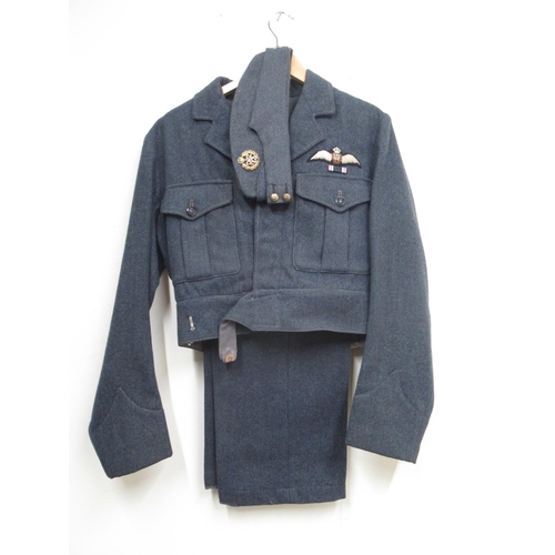 1333 - 1950s Royal Airforce Flight Lieutenant woollen dress tunic and trousers with cap, size 10. With US P... 