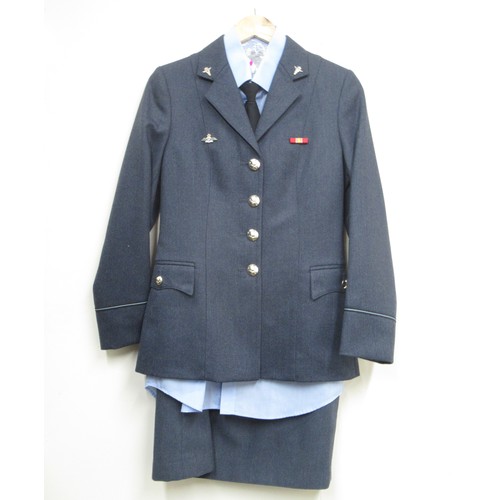 1327 - Ladies Royal Air Force dress uniform consisting of jacket, skirt, shirt and tie.  Single breasted 4 ... 