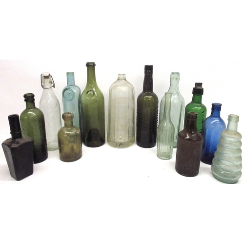 230 - Collection of fourteen glass bottles incl Arnold & Co Lincoln Ltd soda siphon bottle, The Plynine & ... 