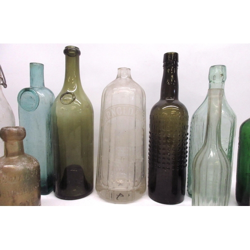 230 - Collection of fourteen glass bottles incl Arnold & Co Lincoln Ltd soda siphon bottle, The Plynine & ... 