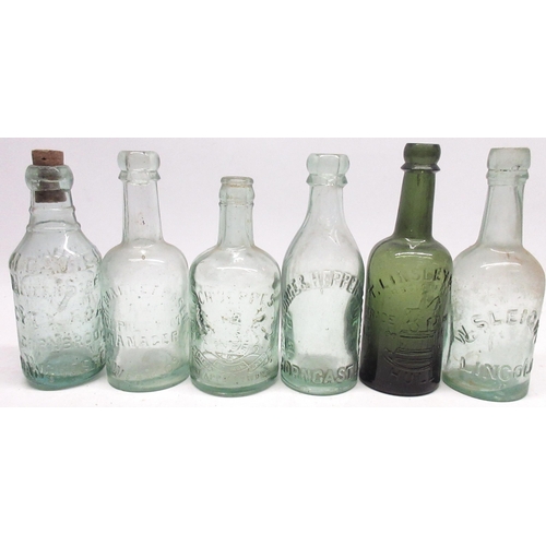 232 - Collection of eighteen early 20th century glass bottles with various makers incl, Schweppes, Ellman'... 