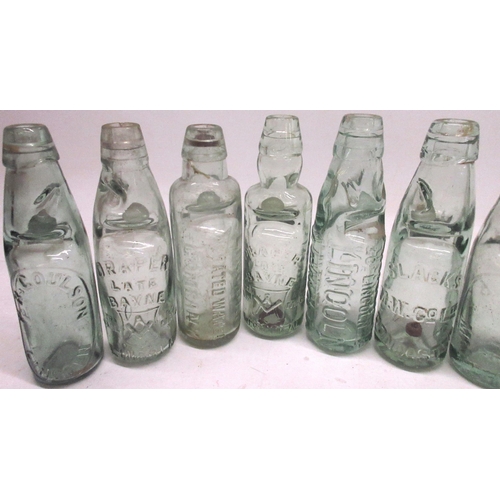 235 - Collection of eleven Codd-neck glass bottles, eight from Lincolnshire, two from Manchester and one f... 