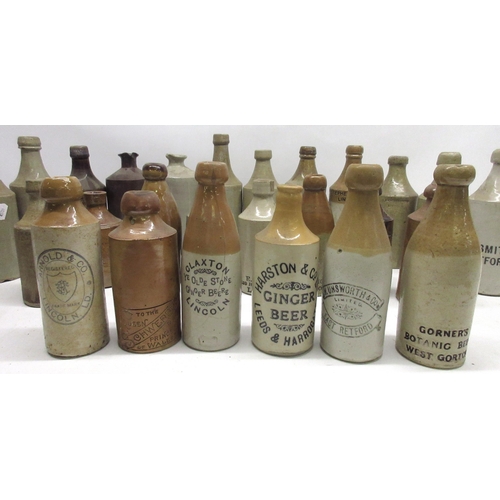 242 - Collection of various stoneware bottles incl, Harston & Co Ltd Leeds & Harrogate ginger beer, Schwep... 