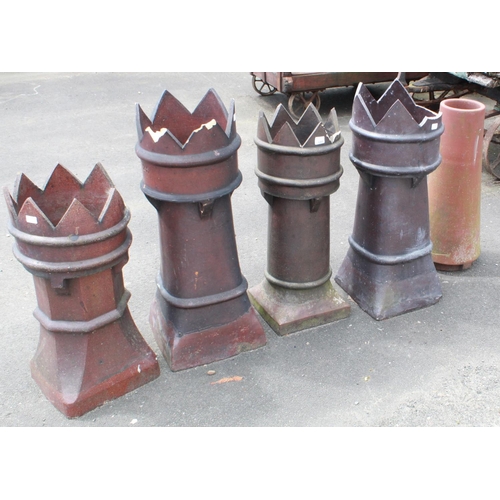 1265 - Five stone glaze/terracotta chimney pots a/f