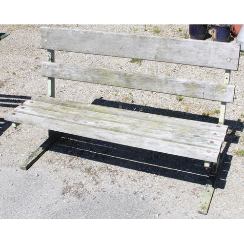 1271 - Garden bench with cast iron ends and six wooden slats, W25cm D43cm H79cm