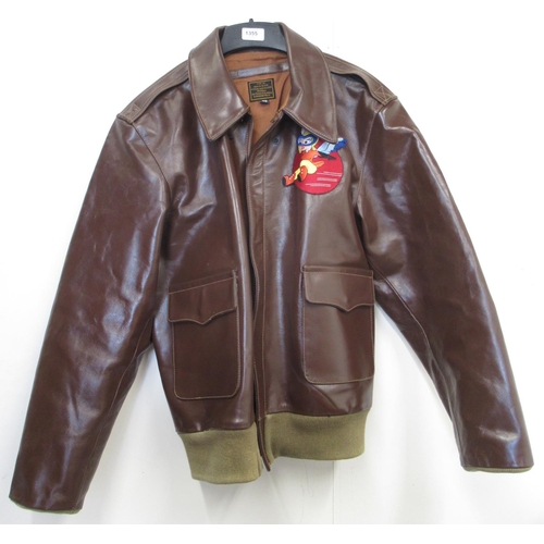 1355 - U.S. Air Force leather bomber jacket (Size 46) with Women's Air Corps patch to left sleeve