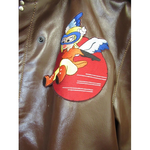 1355 - U.S. Air Force leather bomber jacket (Size 46) with Women's Air Corps patch to left sleeve