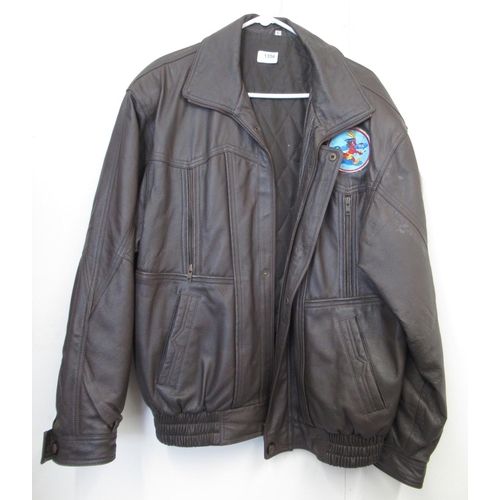 1356 - U.S. Air Force leather bomber jacket (L) with U.S. Army Air Force patch to left sleeve and U.S.A.A.F... 