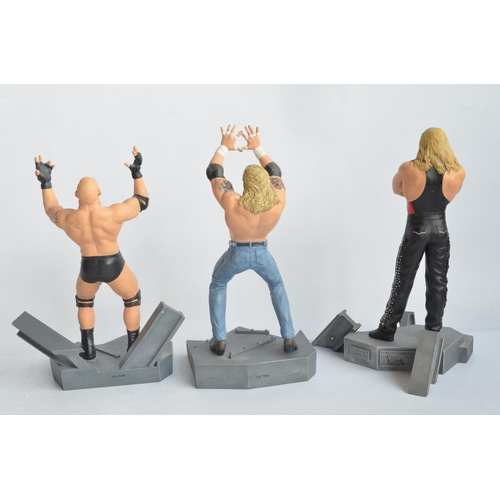 266 - Three large limited edition WCW (World Championship Wrestling) cold cast porcelain statues from Crea... 