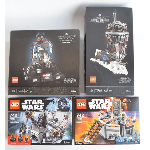 271 - Four unopened/factory sealed Lego Star Wars sets to include Darth Vader Meditation Chamber (set 7529... 