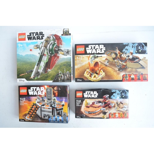 272 - Four unopened/factory sealed Lego Star Wars sets to include Boba Fett's Starship (set 75312), Desert... 