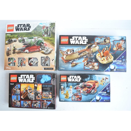 272 - Four unopened/factory sealed Lego Star Wars sets to include Boba Fett's Starship (set 75312), Desert... 