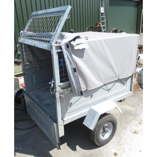 1286 - Small trailer with waterproof cover and mesh door, with key, 98cm x 125cm x 130cm