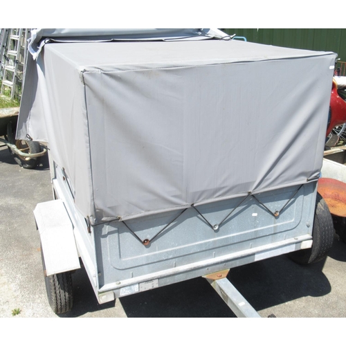 1286 - Small trailer with waterproof cover and mesh door, with key, 98cm x 125cm x 130cm