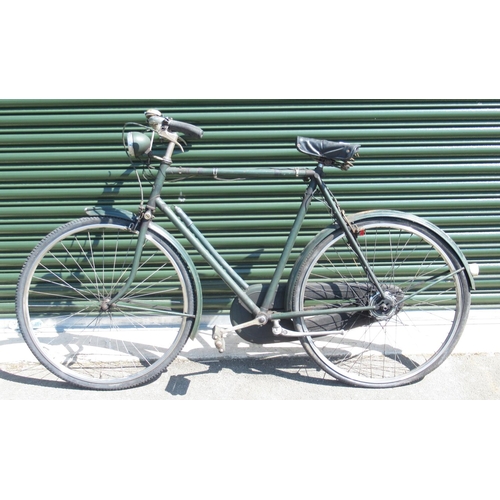 1295 - C1950s Raleigh road bike with original saddle and headlamp, a/f