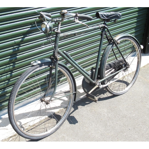 1295 - C1950s Raleigh road bike with original saddle and headlamp, a/f