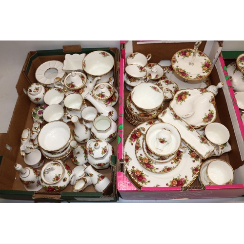 154 - Large collection of Royal Albert Old Country Roses teaware incl. two teapots, decorative items, cloc... 