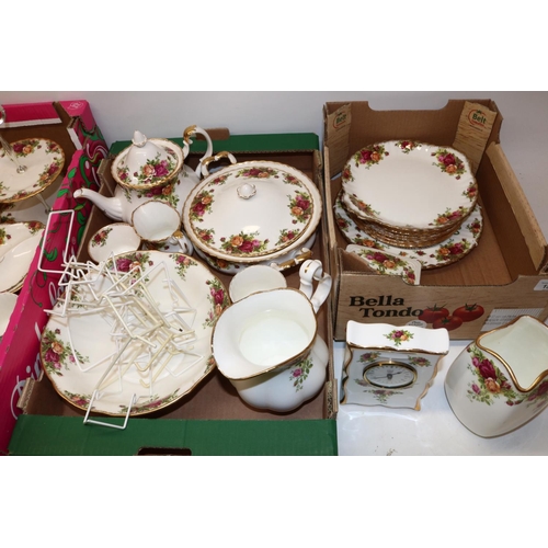 154 - Large collection of Royal Albert Old Country Roses teaware incl. two teapots, decorative items, cloc... 