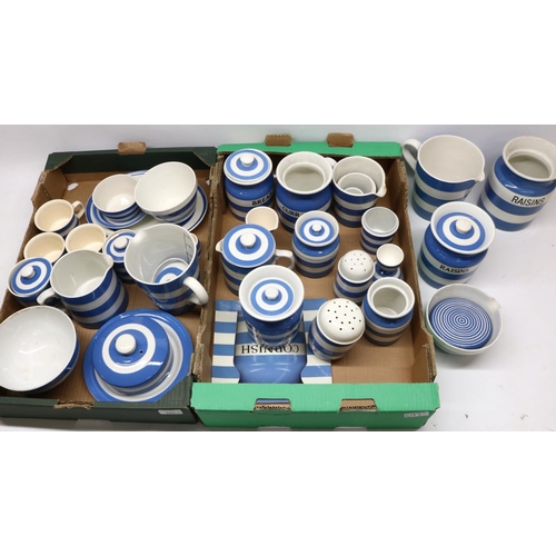 697 - Large collection of TG Green Cornish Ware blue and white ceramics incl. storage jars, jugs, etc., Br... 