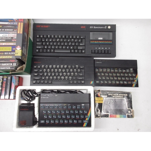 1056 - Unboxed Sinclair ZX Spectrum +2 computer, two Sinclair ZX computers, Sinclair ZX Spectrum+ computer,... 