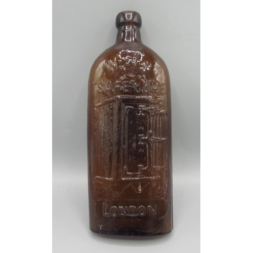 228 - Warner's safe cure bottle, from London, with embossed text and logo H24cm