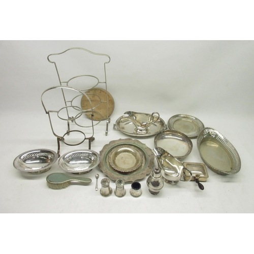 70 - Arts and Crafts hammered silver pepperette by Albert Edward Jones, Birmingham, 1921 3.0ozt, and a co... 