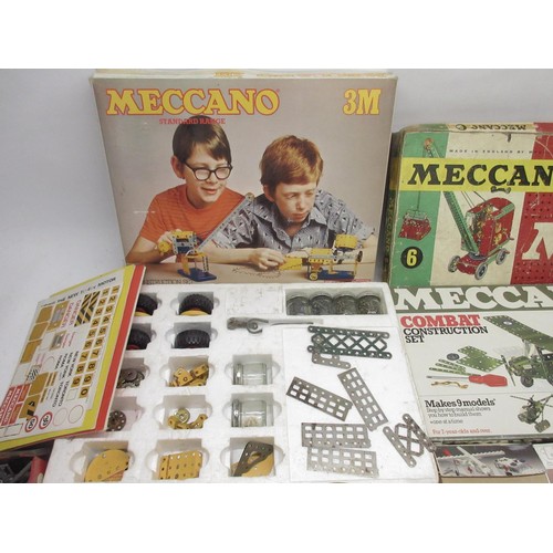 1060 - Collection of construction toys, four Meccano sets incl, combat construction set, No. 6 crane set, q... 