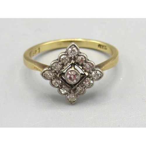 26 - WITHDRAWN 18ct yellow gold ring set with diamonds, the central stone surrounded  by a diamond border... 