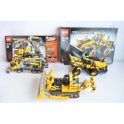 290 - Three large built up Lego Technic plant/construction sets to include 8265, 8275 (no box) and 8292, a... 