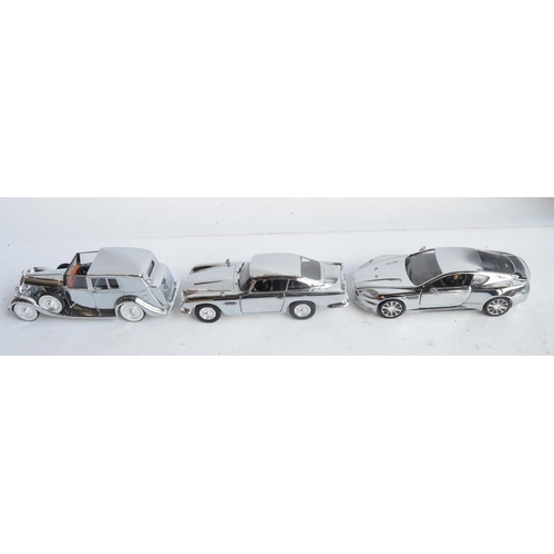 344 - Rare Corgi James Bond 007 8 chromed 1/36 scale car model set (believed limited edition of 2520) in a... 