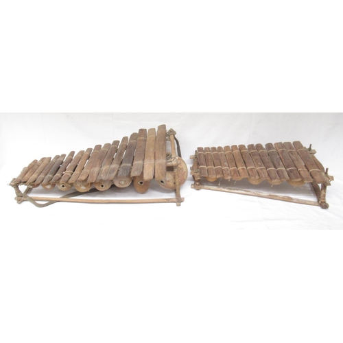 414 - Mixed collection of Tribal/Indigenous musical instruments to inc. Xylophones, string instruments, wi... 