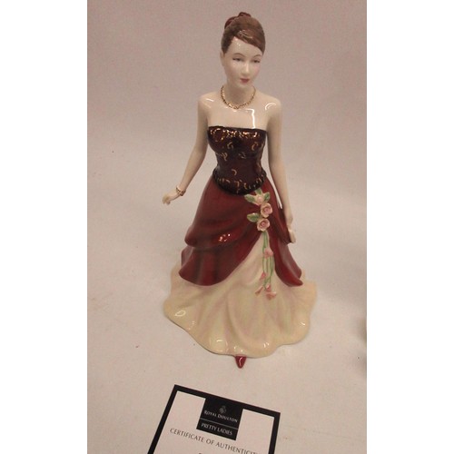 416 - Royal Doulton Precious HN4916, Emily HN4817, Christmas Day 2006 HN 4899, all boxed with certificate