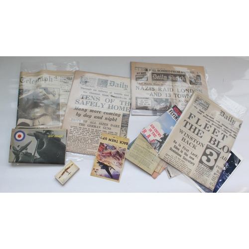 1401 - Two 'Evacuees' suit cases, two gas masks in original boxes, empty gas mask box, and some related WWI... 