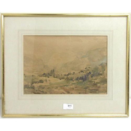 341 - John Greensmith (British b. 1921); Derbyshire landscape, watercolour, signed, 22cm x 32cm