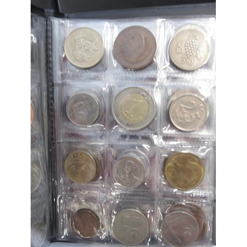 593 - Collection of mixed International coins in 13 coin folders to inc. Egypt, Italy, Australia, Belgium,... 