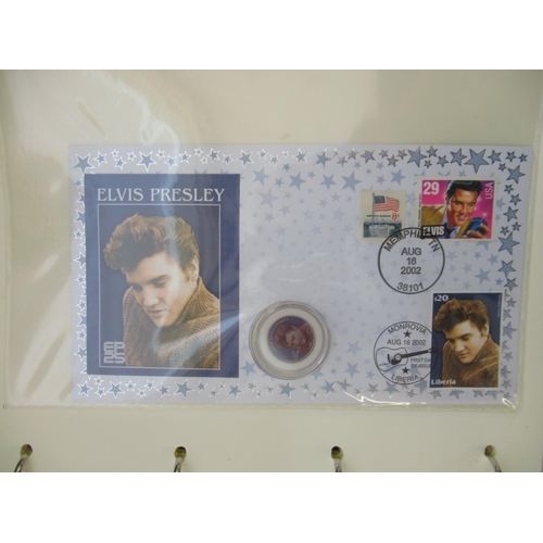 647 - Collection of Marilyn Monroe and Elvis Presley related stamps and covers in 4 folders