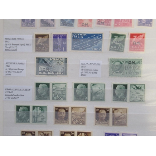 653 - Three Folders cont. C19th/20th Italian stamps to inc. stamps from Allied Occupation, Italian colonie... 