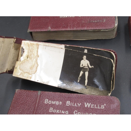 844 - Six Bombardier Billy Wells Boxing Course Flicker Books, lessons 1 to 6, real photographs bound in ma... 