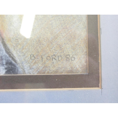 847 - B. Ford 'Sugar Ray Robinson vs Carmen Basilio' boxing picture, signed 'B.Ford 86',  52cm x 45.5cm